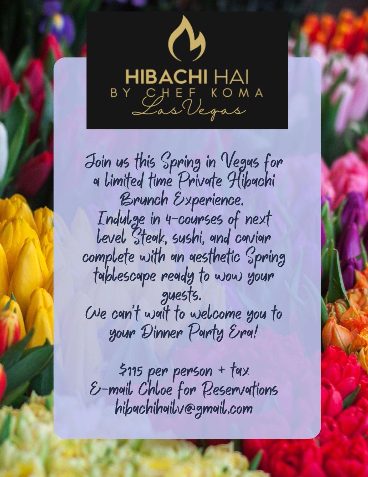 The printed Spring Brunch menu flyer by Hibachi Hai
